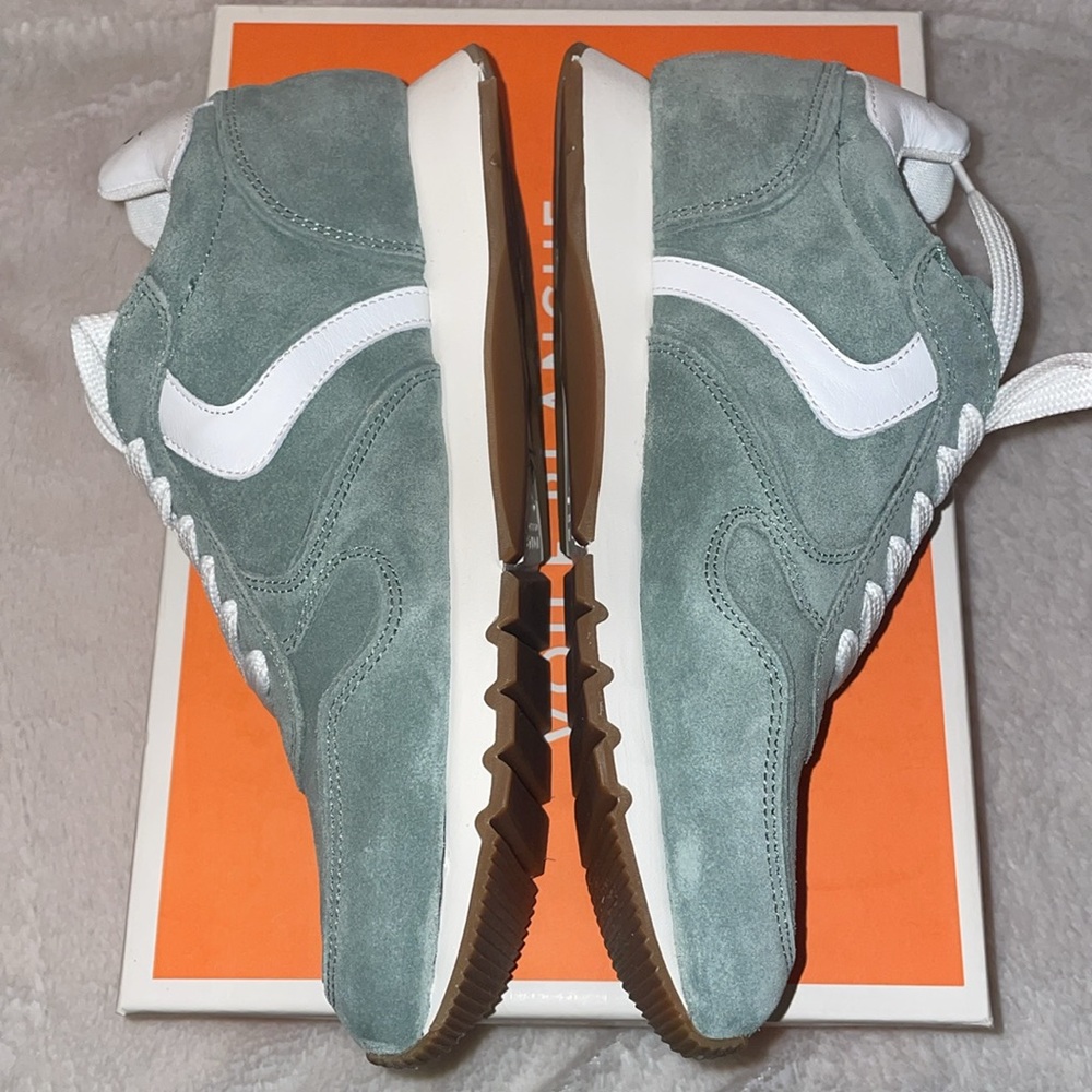 NWT VOILE BLANCHE JULIA Leather And Suede Sneakers in Sage - Picture 13 of 15